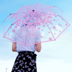 Transparent Flower Design Umbrella - Image 2