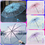 Transparent Flower Design Umbrella - Image 3