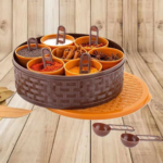 Round Masala Box with 7 Cups & Spoons - Image 2